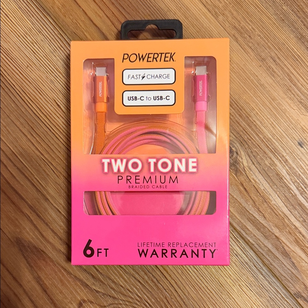 Premium USB-C to USB-C Cable - Pink and Orange